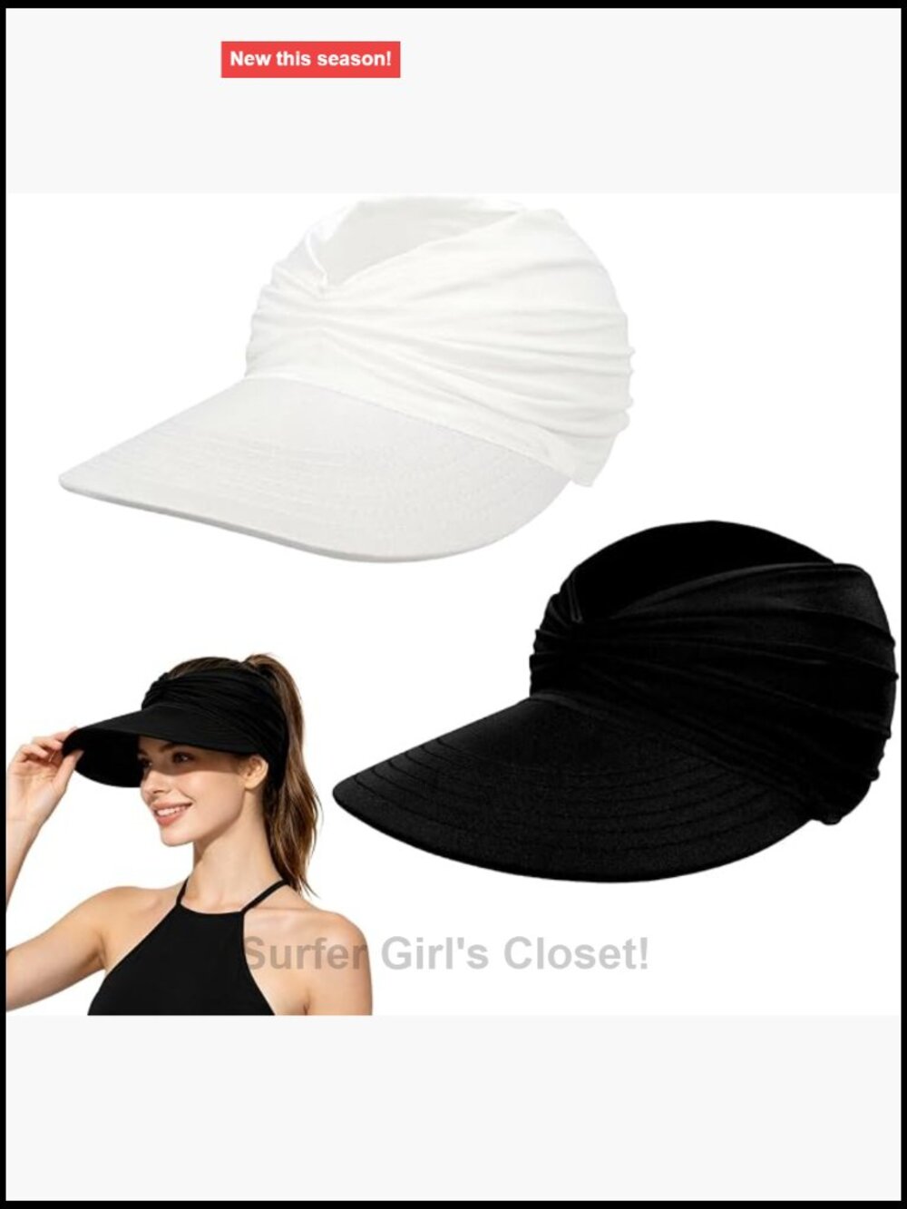 Women's UPF 50+ Sun Visor Hat Wide Brim Foldable Beach Golf Visor